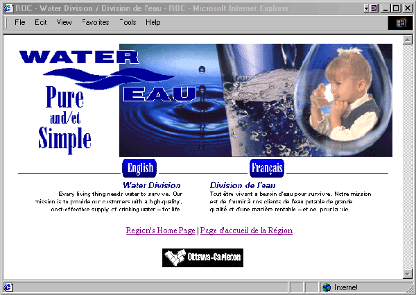 Sample HomePage of Water Site
