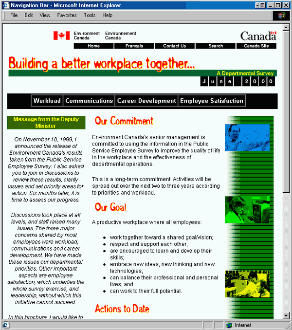 Sample Page of Intranet Site for Employees